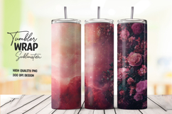 Cosmic Pink Floral Tumbler Wrap PNG Product Image 1