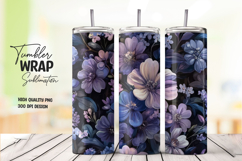 Dark Blue Floral Tumbler Wrap Product Image 1