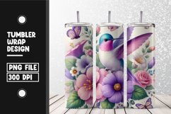 Birds floral Tumbler Wrap | Sublimation | 20 oz Skinny Product Image 1