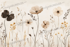 Neutral Sketch Floral Meadow Background Product Image 1