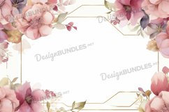 Watercolor floral frame flat lay background Product Image 1