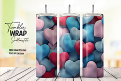 Blue Pink Cute Heart Tumbler Wrap Product Image 1