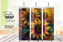 Colorful Hearts and Stars Night Tumbler Wrap PNG Product Image 1