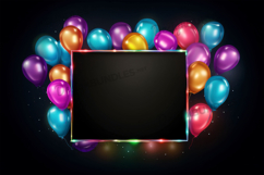 Colorful birthday balloons frame, invitation background Product Image 1