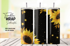 Black and Yellow Sunflower Night Sky Tumbler Wrap PNG Product Image 1