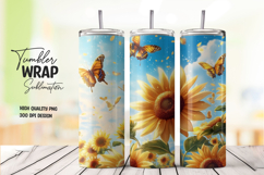 Sunflower Field with Butterflies Sky Tumbler Wrap Product Image 1