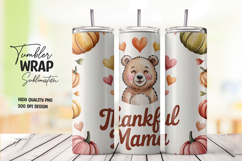 Thankful Mama Fall Tumbler Wrap Sublimation PNG Product Image 1