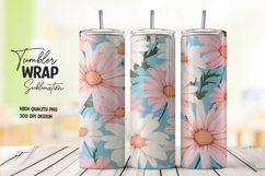 Peach Daisy tumbler wrap png Product Image 1