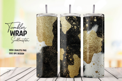 Gold and White Sparkle Cow Pattern Tumbler PNG Product Image 1