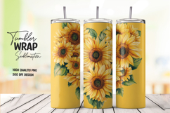 Bright Sunflower Pattern on Yellow Background Tumbler Wrap Product Image 1