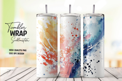 Splattered Paint Explosion Blue and Coral Tumbler Wrap PNG Product Image 1