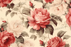 Retro Peony Floral Fabric Pattern Product Image 1