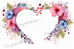 Watercolor flower heart shaped background Product Image 1