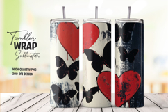 Black Heart Butterfly tumbler wrap png Product Image 1