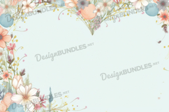 Watercolor heart shaped frame background, Digital paper Product Image 1