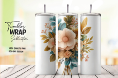 White Beige Flower Elegant Tumbler Wrap Product Image 1