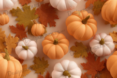 Pumpkins with White and Beige Autumn Background Product Image 1