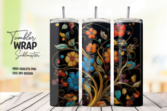 Golden Floral Tumbler Wrap Sublimation Product Image 1