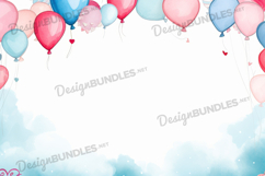 Colorful party balloons, birthday invitation background Product Image 1