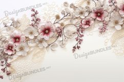 Embroidery Flower frame Digital Paper, Embroidery Background Product Image 1