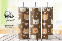 Brown Bear tumbler wrap png Product Image 1