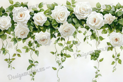 Cascading Garden White Rose Vines Elegant Background Product Image 1