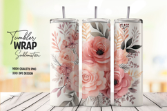Peach Rose Floral tumbler wrap png Product Image 1