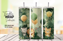 Safari Animal Balloon Jungle Tumbler Wrap PNG Product Image 1