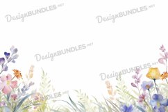 Watercolor wild flower flat lay Background Product Image 1