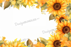 Watercolor Sunflower Frame background Product Image 1
