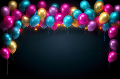 Colorful birthday balloons frame, invitation background Product Image 1
