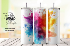 Hot Pink and Yellow Paint Splash Tumbler Wrap PNG Product Image 1