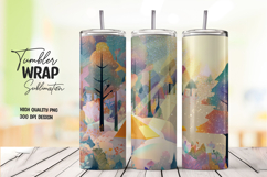 Geometric Tropical Vibes Tumbler Wrap PNG Product Image 1