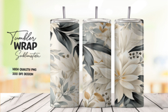 Grey Gold Floral tumbler wrap png Product Image 1