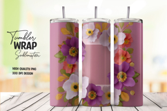 Pink Floral Tumbler Wrap PNG Product Image 1