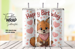 Happy Fox Birthday Pink Wrap Tumbler PNG Product Image 1