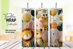 Balloon Jungle Animals Cartoon Tumbler Wrap PNG Product Image 1