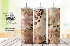 Beige Boho Floral Tumbler Wrap PNG Product Image 1