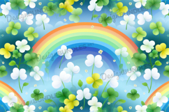 St Patricks Day Cloud Pattern, Saint Patrick Digital Papar Product Image 1