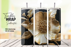 Gold Flower tumbler wrap png Product Image 1