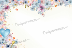 Watercolor heart shaped frame background, Digital paper Product Image 1