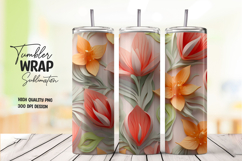 3d Red Orange Tulip Tumbler Wrap Product Image 1
