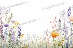 Watercolor wild flower flat lay Background Product Image 1