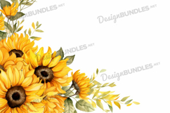 Watercolor Sunflower Frame background Product Image 1