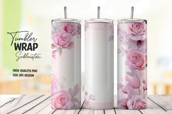 Bold Pink Rose Wrap 20oz Tumbler Wrap Sublimation PNG Product Image 1