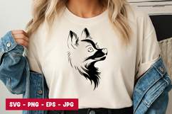 Realistic Husky Dog Portrait Art SVG PNG Product Image 1