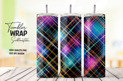 Plaid Sparkle Galaxy Tumbler Wrap PNG Product Image 1