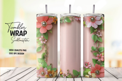 Pink Green Blossom Garden Tumbler Wrap Product Image 1