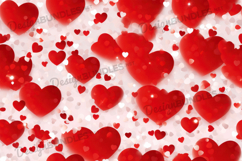 Red Heart Scatter on White Background for Valentine Print Product Image 1