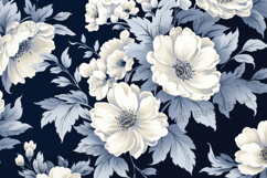 Navy White Floral Seamless Pattern Product Image 1